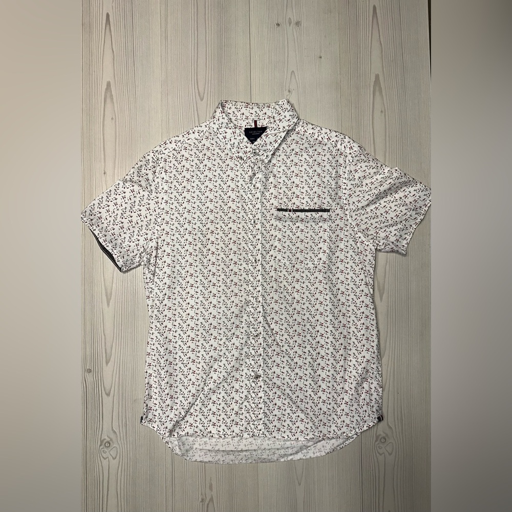 Men's White Patterned Casual Button Down Shirt